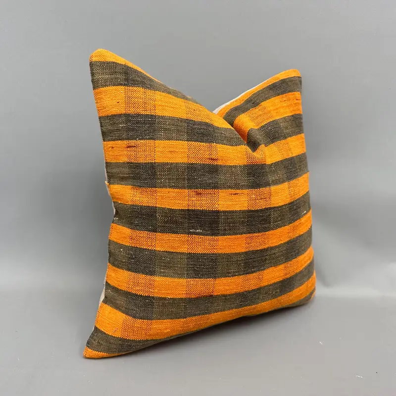 Decorative Cushion Case, Interior Designer Pillow, 18x18 Orange Cushion Case, Kilim Pillow Cover, Vintage Kilim Pillow, Pillow Sham - 2
