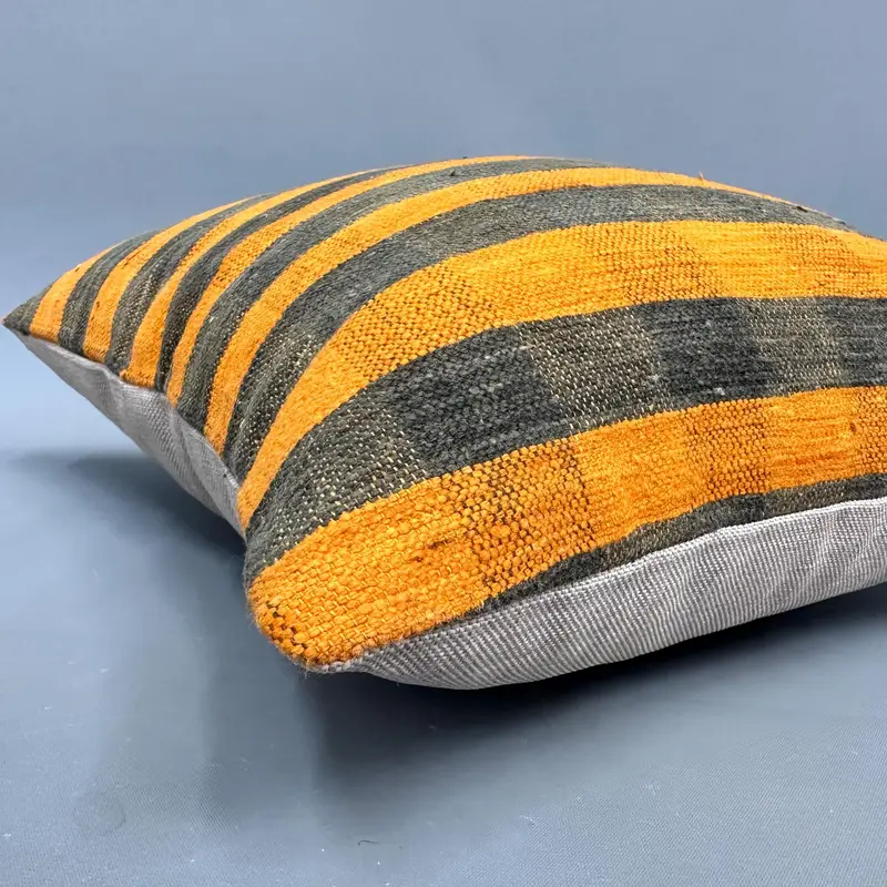 Decorative Cushion Case, Interior Designer Pillow, 18x18 Orange Cushion Case, Kilim Pillow Cover, Vintage Kilim Pillow, Pillow Sham - 6