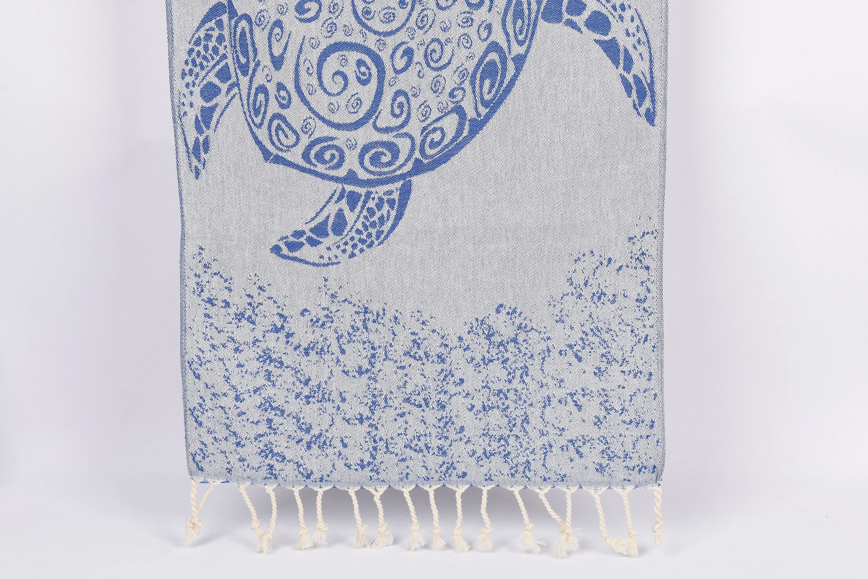 Turkish Towel Hand Towel, 36x18 Inches, Sax Blue Carretta Pattern - 1