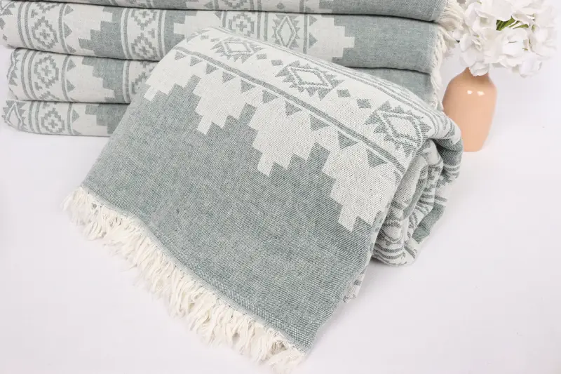 Woven Throw Blanket, Wedding Favors, Turkish Towel Beach Blanket, Bachelorette Party Favors, Halloween Blanket, 92x80 Cotton Kilim Towel, Xmas Gifts - 4