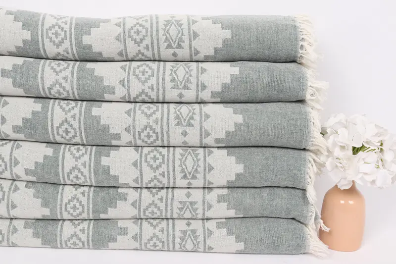 Woven Throw Blanket, Wedding Favors, Turkish Towel Beach Blanket, Bachelorette Party Favors, Halloween Blanket, 92x80 Cotton Kilim Towel, Xmas Gifts - 3