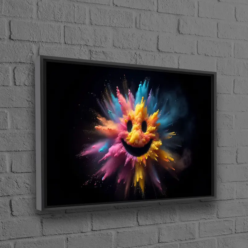 鮮やかな抽象キャンバスプリント: カラフルなパウダーペイントデザイン