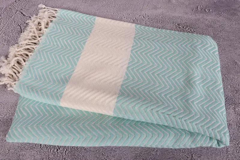 Monogrammed Beach Towel, Xmas Gifts, Personalized Wedding Gift, Summer Gift, Luxury Turkish peshtemal beach towel, 70x40 Cotton Zig zag Towel - 6