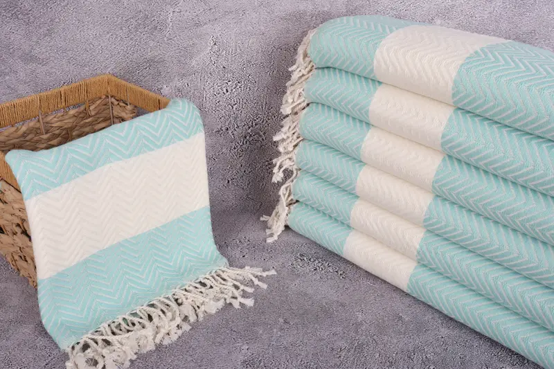 Monogrammed Beach Towel, Xmas Gifts, Personalized Wedding Gift, Summer Gift, Luxury Turkish peshtemal beach towel, 70x40 Cotton Zig zag Towel - 3