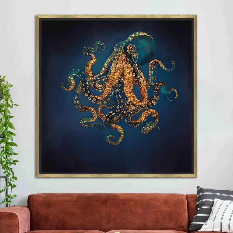 Lienzo impreso en oro de lujo moderno: elegancia del arte contemporáneo