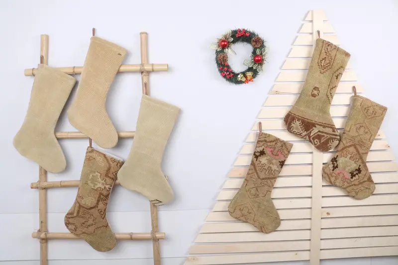 Festive Christmas Ornaments Pattern, 7 Inch Wide Christmas Stocking