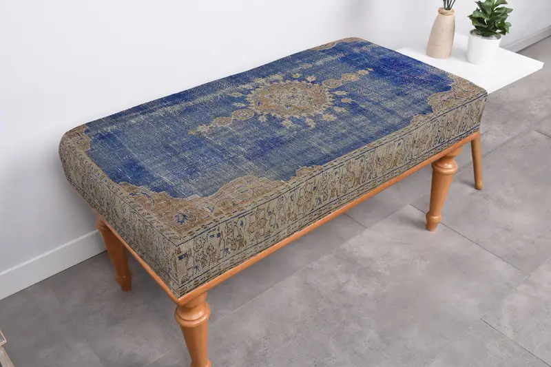 北欧オットマン、キリム風ウールブレンドオットマン