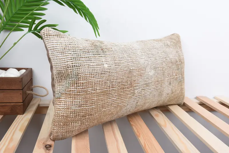Ethnical Kilim Rug Pillow, Turkish Pillow, 12x24 Brown Cushion Case, Vintage Kilim Throw Pillow, Decorative Pillow Sham, Cushion - 4