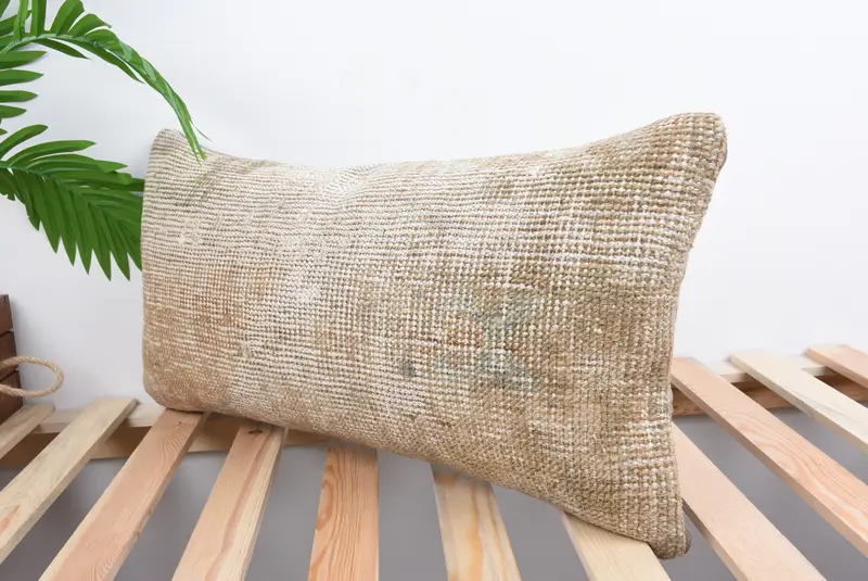 Ethnical Kilim Rug Pillow, Turkish Pillow, 12x24 Brown Cushion Case, Vintage Kilim Throw Pillow, Decorative Pillow Sham, Cushion - 5