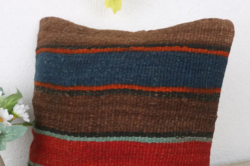 Outdoor Pillow, Ethnical Kilim Rug Pillow, Boho Chic Pillow Cover, Boho Pillow, 12x12 Red Pillow Cover, Turkish Kilim Pillow, Cushion Cover - 5