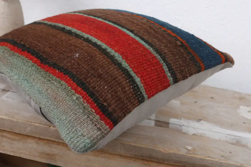 Outdoor Pillow, Ethnical Kilim Rug Pillow, Boho Chic Pillow Cover, Boho Pillow, 12x12 Red Pillow Cover, Turkish Kilim Pillow, Cushion Cover - 6