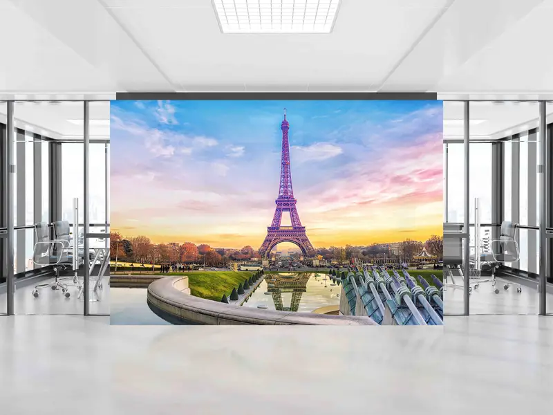 Papel pintado impreso del paisaje de la Torre Eiffel de París - Decoración elegante del paisaje urbano