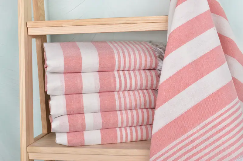 Beach Towel Striped Orange Cotton Linen, Bachelorette Gift, 36x67 Inches