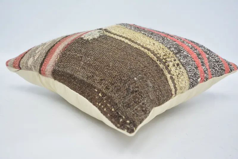 Cushion, Kilim Cushion Sham, Boho Pillow Sham Cover, Wholesale Pillow Case, Home Decor Pillow, 16x16 Brown Cushion Cover, Knitted Cushion Case - 6