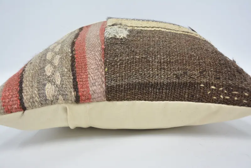 Cushion, Kilim Cushion Sham, Boho Pillow Sham Cover, Wholesale Pillow Case, Home Decor Pillow, 16x16 Brown Cushion Cover, Knitted Cushion Case - 5