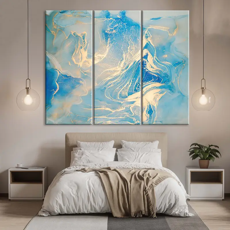 Blue Abstract Wall Art, Marble Wall Decor, Gold Marble Canvas, Marble Wall Art, Abstract Canvas Print, Marble Painting, Turquoise Wall Art - 5