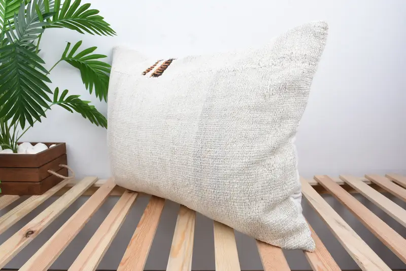 Boho Pillow Sham Cover, Morroccon Kilim Cushion Cushion, Vintage Pillow, Pillow Cover, 20x28 White Pillow, Colorful Pillow, Kilim Cushion Sham - 5