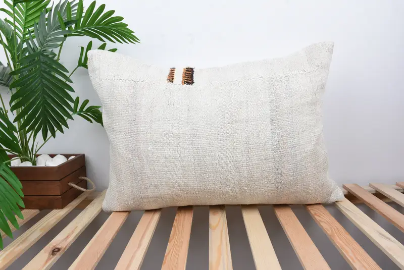 Boho Pillow Sham Cover, Morroccon Kilim Cushion Cushion, Vintage Pillow, Pillow Cover, 20x28 White Pillow, Colorful Pillow, Kilim Cushion Sham - 1