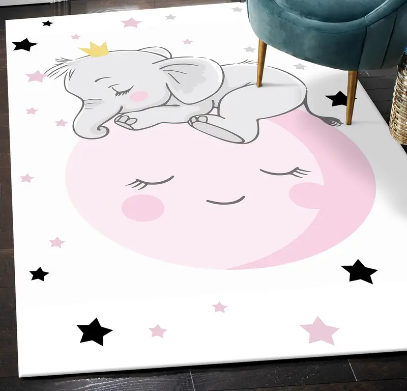 Elegante alfombra con estampado de elefante: linda decoración de animales para la habitación del bebé