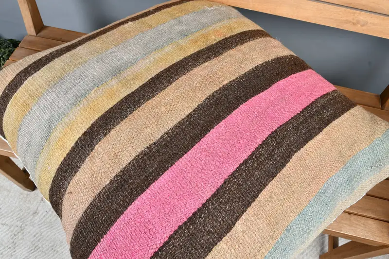 Boho Pillow Sham Cover, Home Decor Pillow, 32x32 Brown Cushion Case, Vintage Kilim Pillow Pillow Cover, Pillow for Couch, Pillow Cover - 4