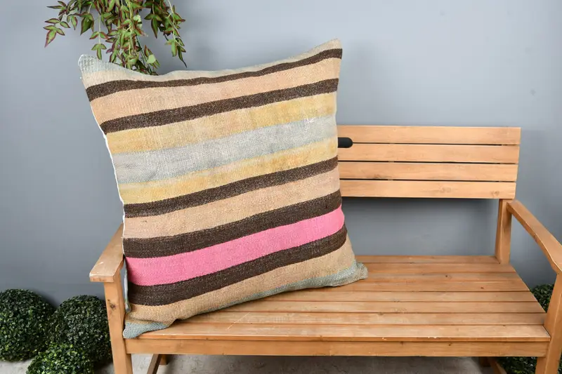 Boho Pillow Sham Cover, Home Decor Pillow, 32x32 Brown Cushion Case, Vintage Kilim Pillow Pillow Cover, Pillow for Couch, Pillow Cover - 1