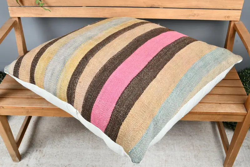Boho Pillow Sham Cover, Home Decor Pillow, 32x32 Brown Cushion Case, Vintage Kilim Pillow Pillow Cover, Pillow for Couch, Pillow Cover - 2