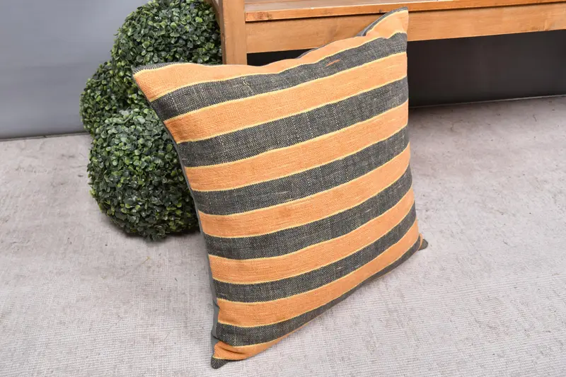 Ottoman Pillow Cover, Personalized Gift Pillow Pillow, Cushion Case, Kilim Cushion Sham, Kilim Pillow, 20x20 Orange Cushion, Turkish Kilim Pillow - 7
