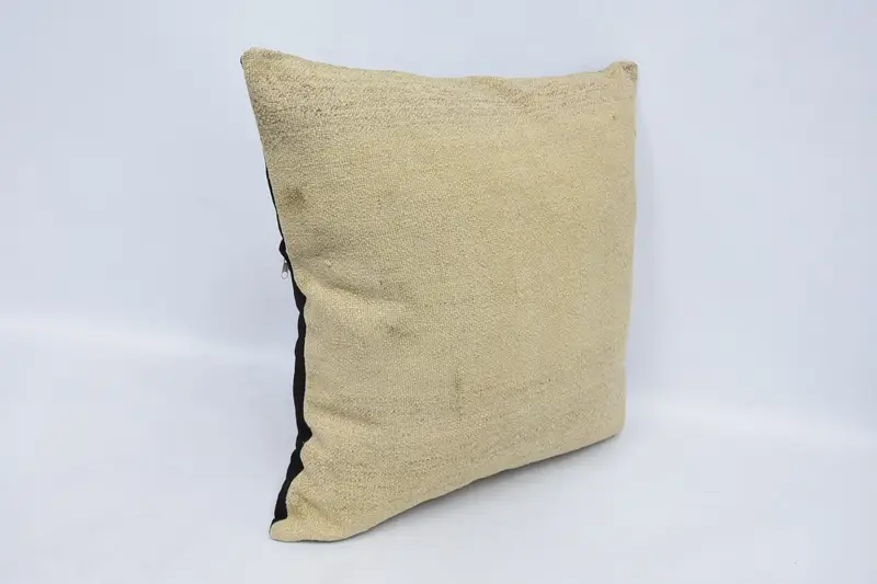 Home Decor Pillow, Turkish Kilim Pillow, Pillow Sham, Handmade Kilim Cushion, 24x24 Beige Pillow Cover, Ethnic Pillow Cover Pillow Case - 3
