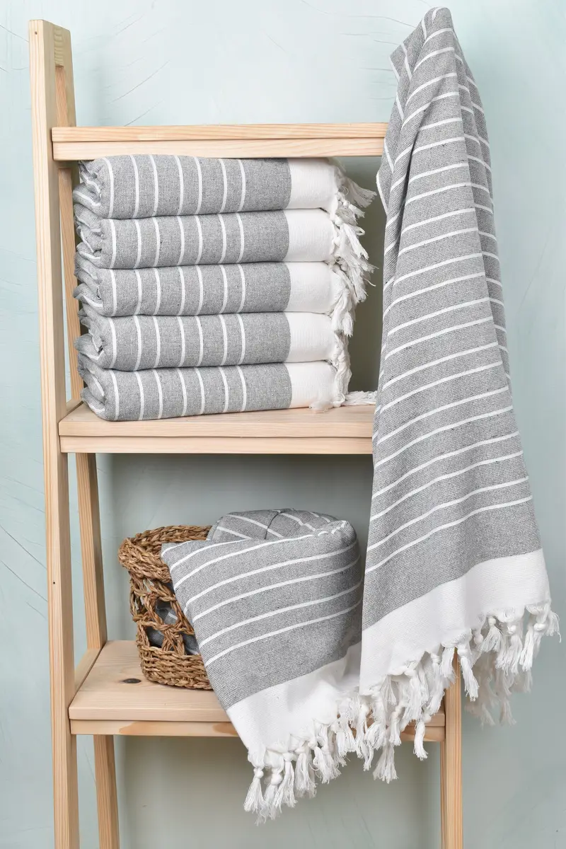 Bridal Shower Favors, Summer Gift, Lightweight towel, Traditional Turkish peshtemal for hammam, 68x40 Cotton Striped Terry Towel, Wedding Gift Ideas - 3