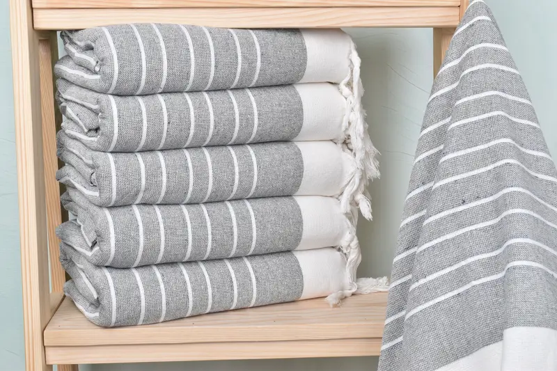 Bridal Shower Favors, Summer Gift, Lightweight towel, Traditional Turkish peshtemal for hammam, 68x40 Cotton Striped Terry Towel, Wedding Gift Ideas - 1