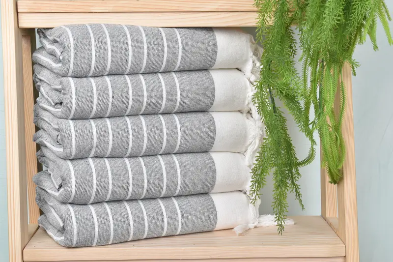 Bridal Shower Favors, Summer Gift, Lightweight towel, Traditional Turkish peshtemal for hammam, 68x40 Cotton Striped Terry Towel, Wedding Gift Ideas - 2