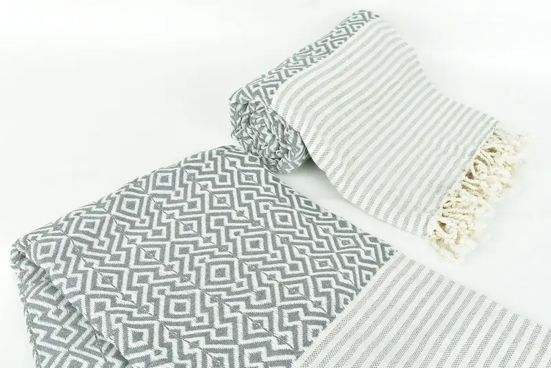 Toalla Fouta, toalla de diamante de algodón 76x38, toalla turca, regalos de soltero, toalla de playa turca con franja, peshtemal resistente a la arena, favores de dama de honor - 7