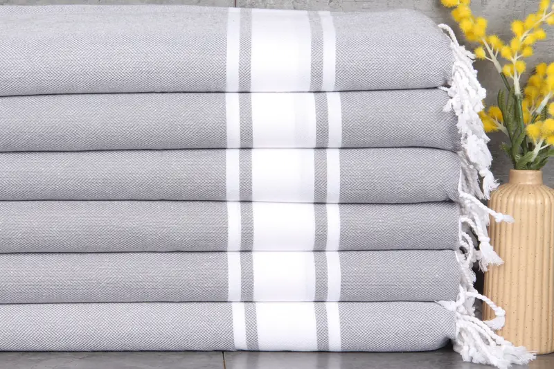 Organic Kitchen Towel Dark Gray Striped, 24x36 Inches Turkish Towel