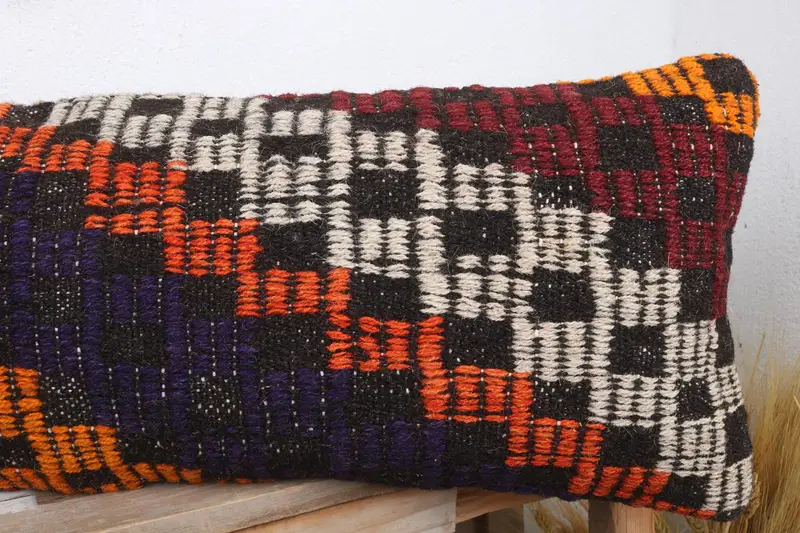 Interior Designer Pillow, Meditation Cushion Cover, 12x36 Orange Pillow Sham, Pillow Case, Kilim Pillow Cover, Pillow for Sofa - 5