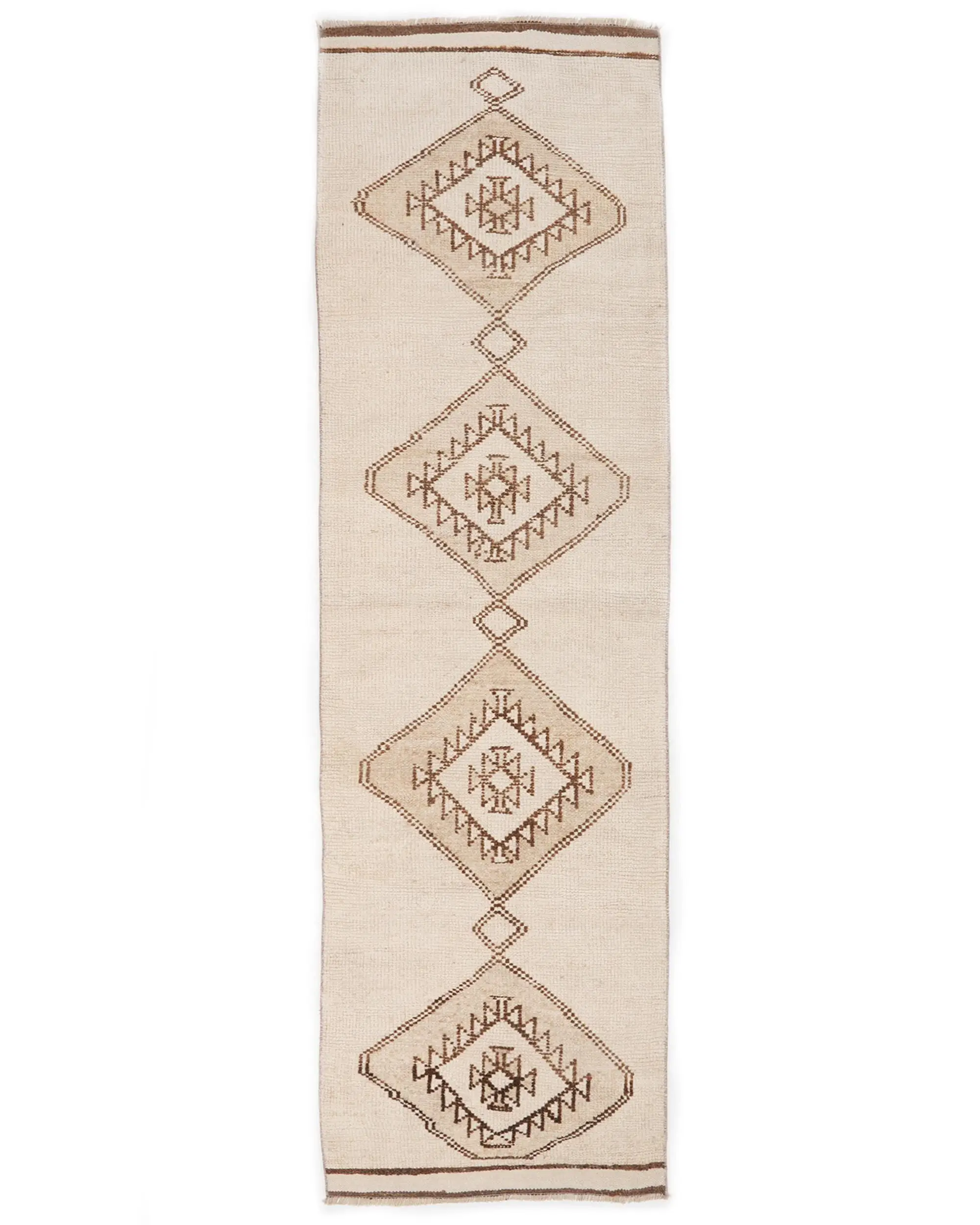 3x10,5 ft Vintage Teppich, türkischer Läuferteppich, beige Wollteppich - 1