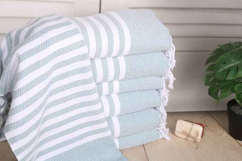 Summer Towel, 44x24 Cotton Striped Towel, Best Friend Wedding Gift, Kitchen Towel, Home Gift, Monogrammed Hand Towel, Personalized Kitchen Towel - 1