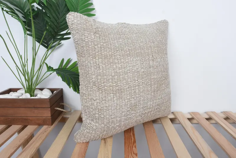 Boho Chic Cushion Case, Boho Pillow Sham Cover, Kilim Pillow Cover, Pillow Case, Custom Pillow, 20x20 Beige Cushion Cover, Antique Pillows - 4