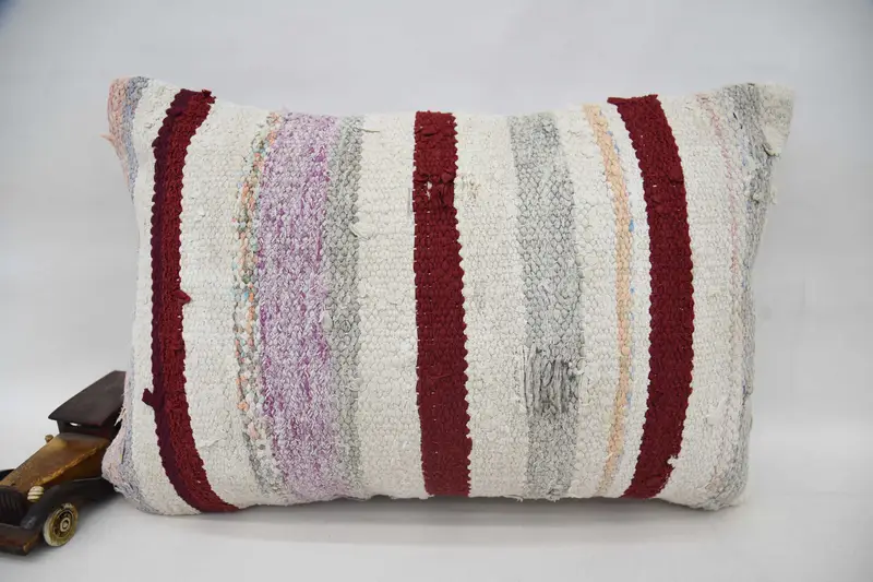 Boho Pillow Sham Cover, Pillow Case, 16x24 Red Cushion Case, Kilim Pillow Cover, Accent Throw Cushion Case, Turkish Pillow - 4