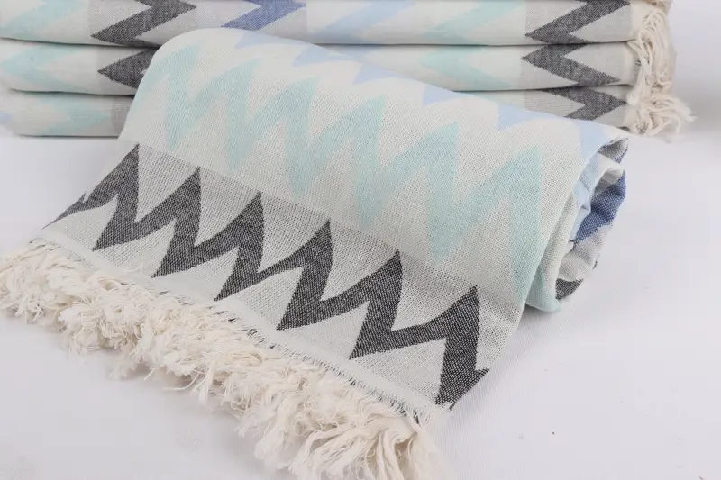 Organic Beach Towel, Best Beach Towel, Beach Towel Gift, Gift Towel, 70x40 Cotton Zigzag Design Towel, Sand-free towel, Girls Weekend Getaways Ideas - 5
