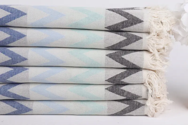 Organic Beach Towel, Best Beach Towel, Beach Towel Gift, Gift Towel, 70x40 Cotton Zigzag Design Towel, Sand-free towel, Girls Weekend Getaways Ideas - 4