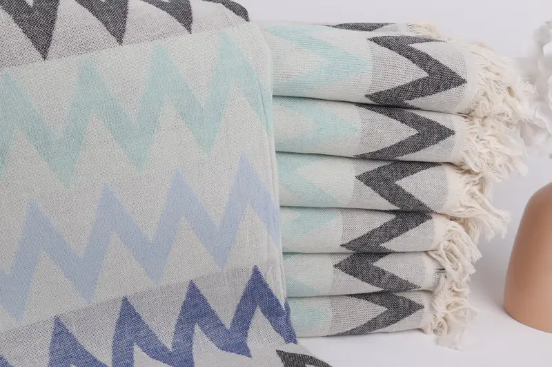 Organic Beach Towel, Best Beach Towel, Beach Towel Gift, Gift Towel, 70x40 Cotton Zigzag Design Towel, Sand-free towel, Girls Weekend Getaways Ideas - 2