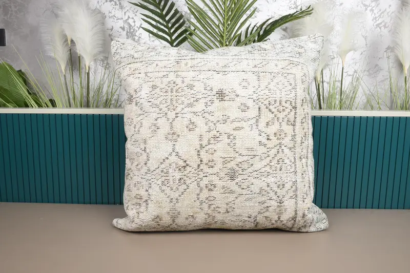 Türkisches Kissen, 70 x 70 cm beige Kissenbezüge, großer quadratischer Geschenk-Kissenbezug - 1