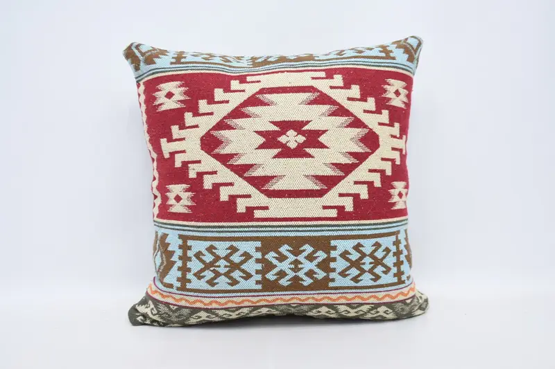 Bright Cushion, Boho Pillow, Kilim Pillow, Cushion Cover, Couch Pillow Sham, Retro Cushion Case, 28x28 Red Cushion, Vintage Kilim Throw Pillow - 6