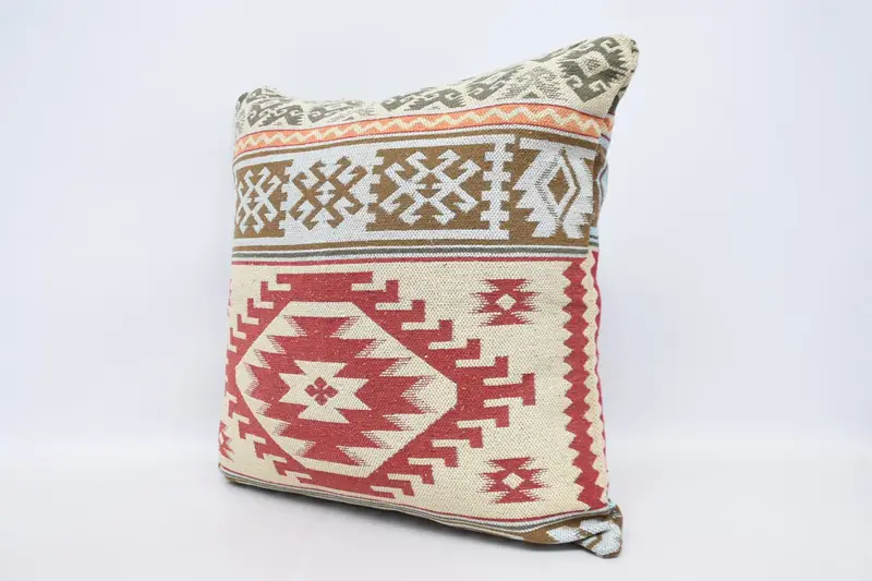 Bright Cushion, Boho Pillow, Kilim Pillow, Cushion Cover, Couch Pillow Sham, Retro Cushion Case, 28x28 Red Cushion, Vintage Kilim Throw Pillow - 4