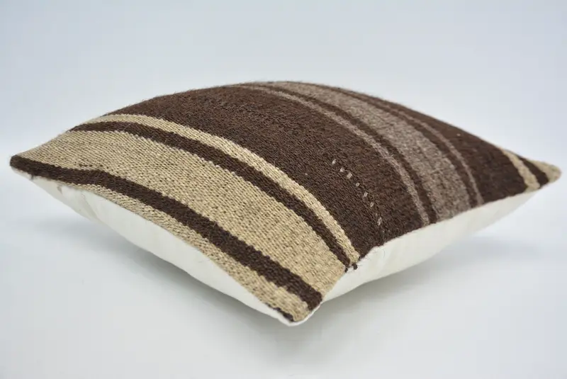 14x14 Brown Cushion Cover, Meditation Pillow Sham, Ikat Cushion, Boho Pillow, Kilim Cushion Sham, Pillow Cover, Interior Designer Pillow - 6