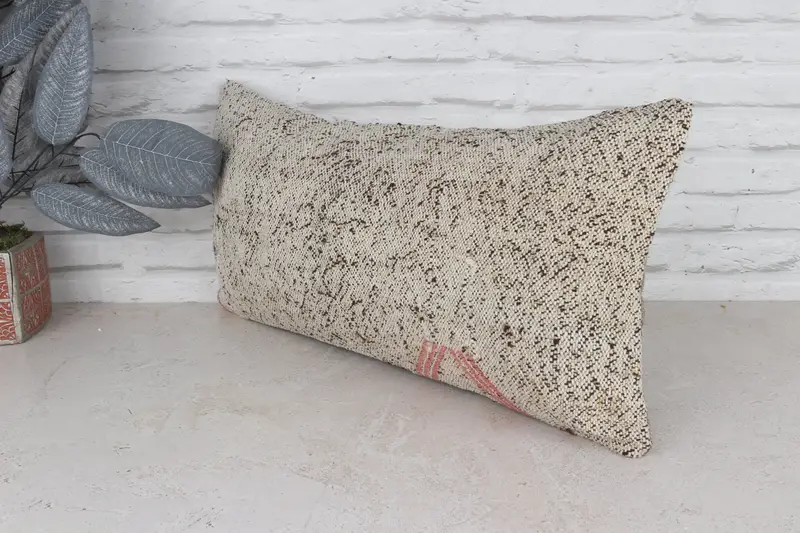 Neutral Throw Cushion Cover, Kilim Pillow, 12x24 White Pillow Cover, Kilim Cushion Sham, Pillow, Pillow for Sofa, Cotton Pillow Case - 5