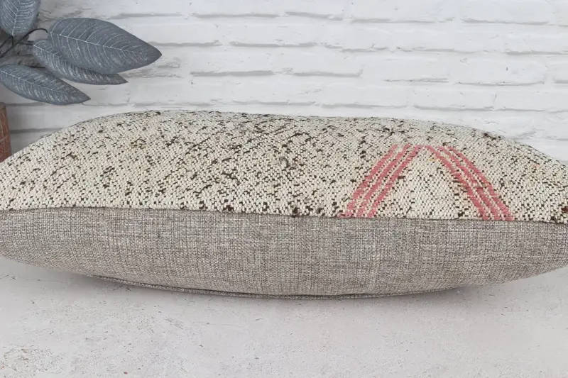 Neutral Throw Cushion Cover, Kilim Pillow, 12x24 White Pillow Cover, Kilim Cushion Sham, Pillow, Pillow for Sofa, Cotton Pillow Case - 6