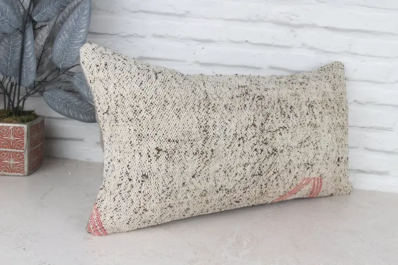 Neutral Throw Cushion Cover, Kilim Pillow, 12x24 White Pillow Cover, Kilim Cushion Sham, Pillow, Pillow for Sofa, Cotton Pillow Case - 4