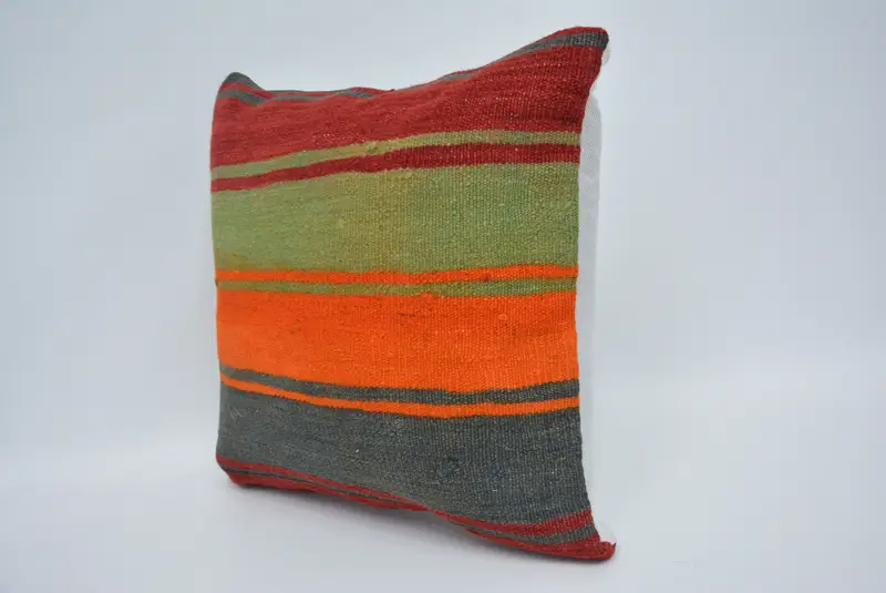 16x16 Green Cushion, Retro Pillow Cover, Accent Throw Pillow Sham, Cushion Case, Vintage Kilim Pillow, Interior Designer Pillow, Turkish Pillow - 4