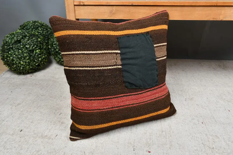 Tribal Cushion Cover, Pillow Cover, 18x18 Red Cushion Cover, Shabby Chic Cushion Case, Boho Pillow, Gift Pillow, Kilim Pillow - 7